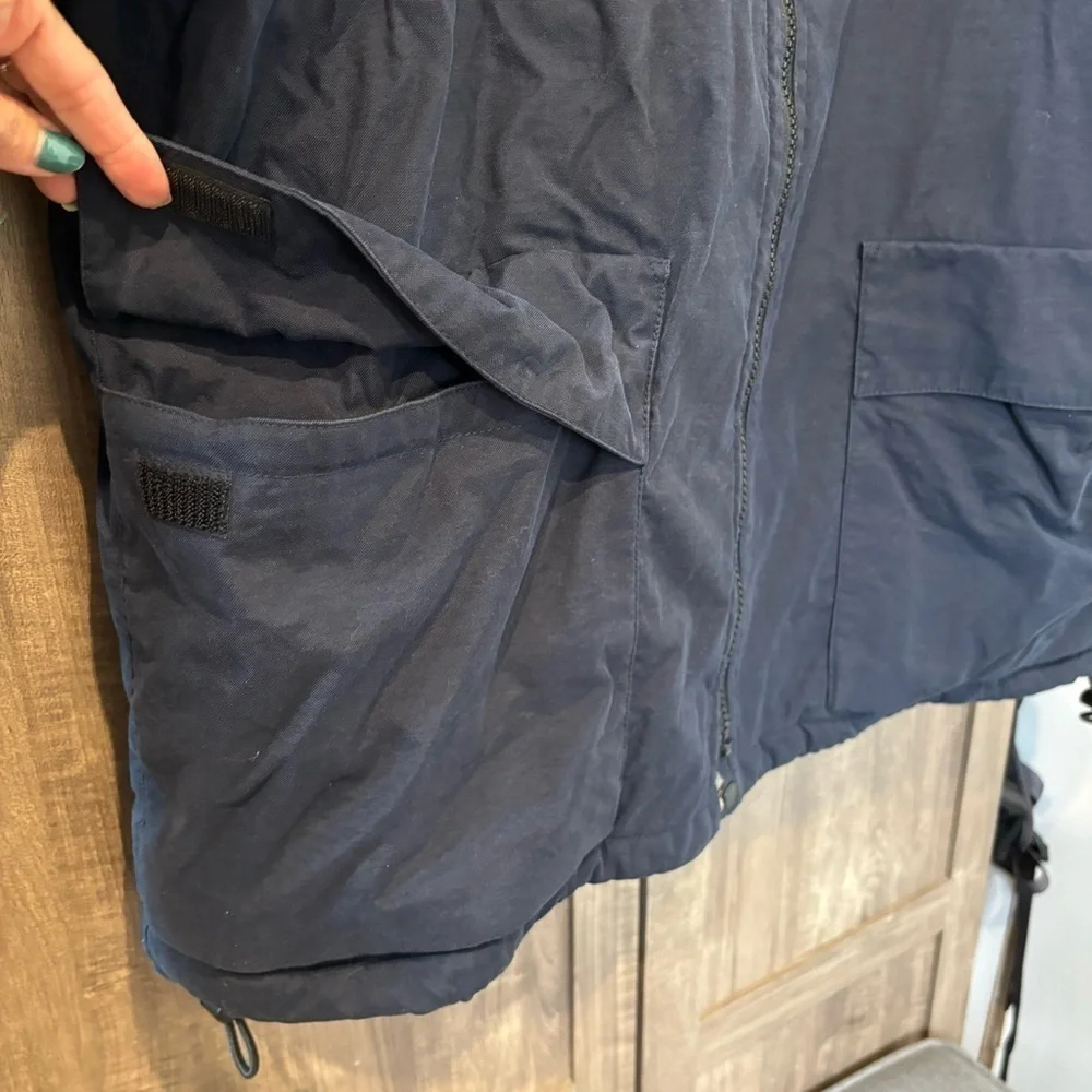 J Crew Men’s XL Jacket Navy Blue Fleece Lined Hooded